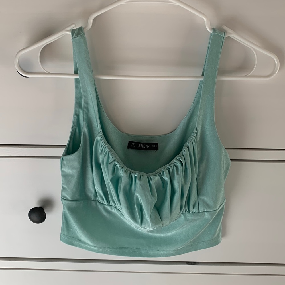 Shein aqua ruched top